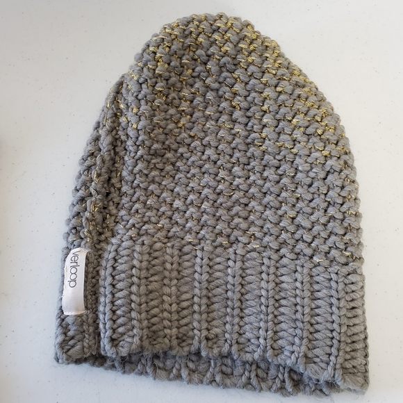 Verloop Knit Hat and Neck Scarf Set Gray and Metallic Slouchy Skull Cap Cowl main image 13